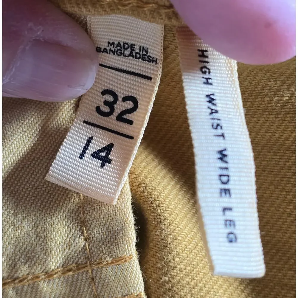 Loft Women's Mustard Yellow Cropped Jeans, Size 32/14,High Waist, Wide Leg - Picture 8 of 9